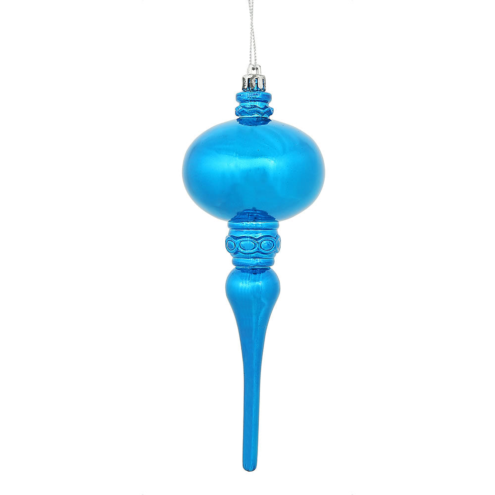 Vickerman 8 in. Blue Shiny Finial Christmas Ornament