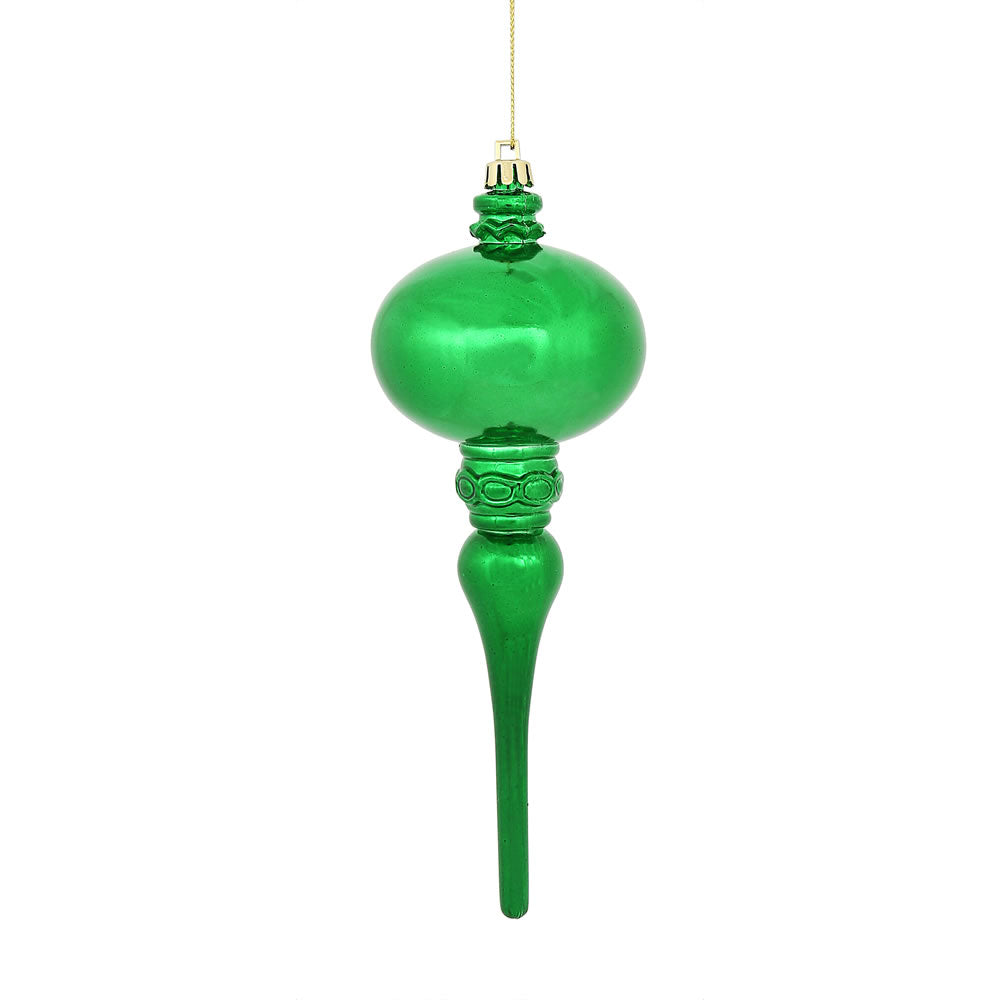 Vickerman 8 in. Green Shiny Finial Christmas Ornament