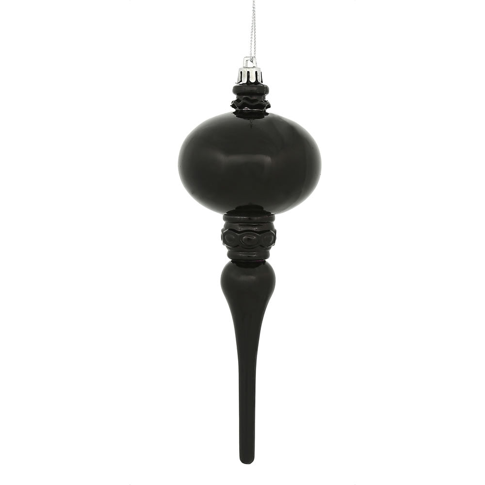 Vickerman 8 in. Black Shiny Finial Christmas Ornament