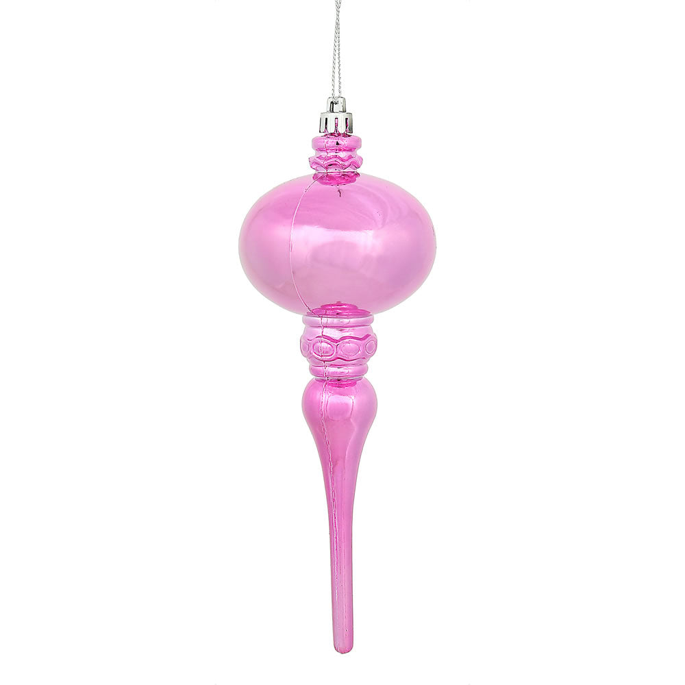 Vickerman 8 in. Pink Shiny Finial Christmas Ornament