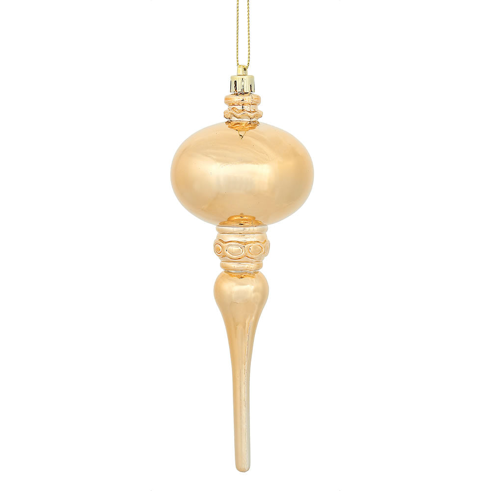 Vickerman 8 in. Cafe Latte Shiny Finial Christmas Ornament