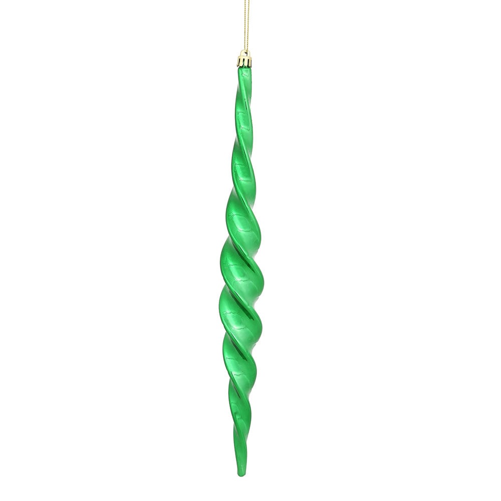 Vickerman 14.6 in. Green Shiny Icicle Christmas Ornament