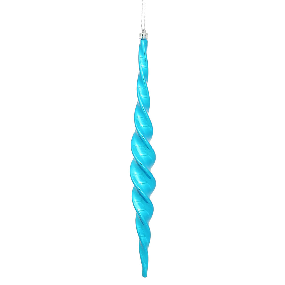 Vickerman 14.6 in. Turquoise Shiny Icicle Christmas Ornament