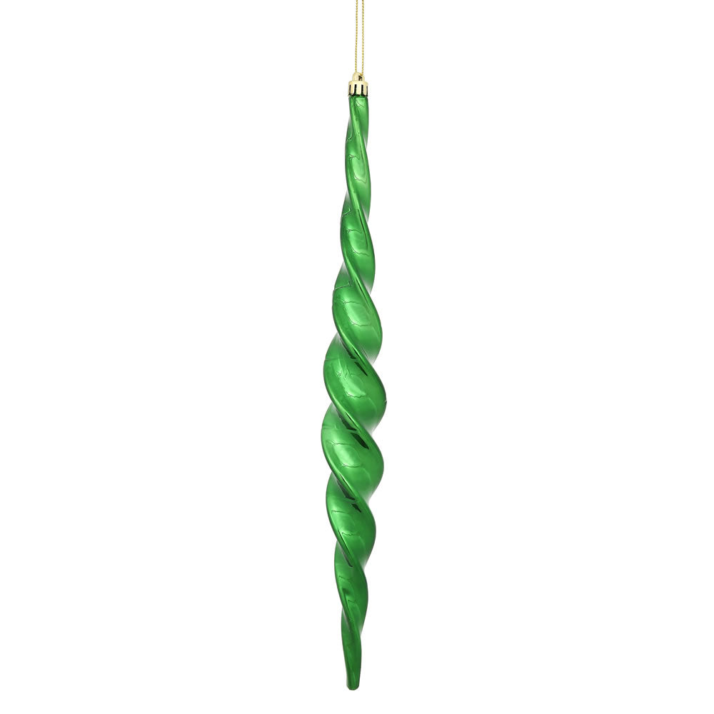Vickerman 14.6 in. Emerald Shiny Icicle Christmas Ornament