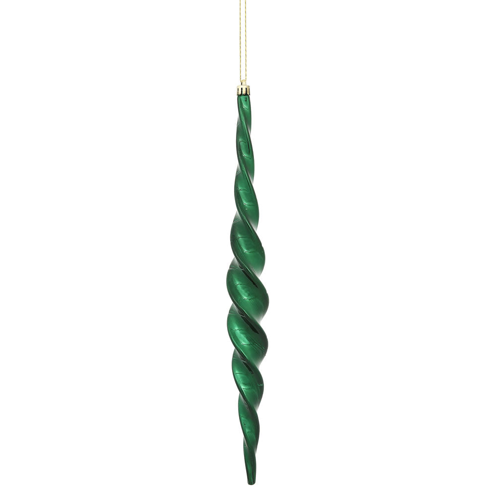 Vickerman 14.6 in. Midnight Green Shiny Icicle Christmas Ornament