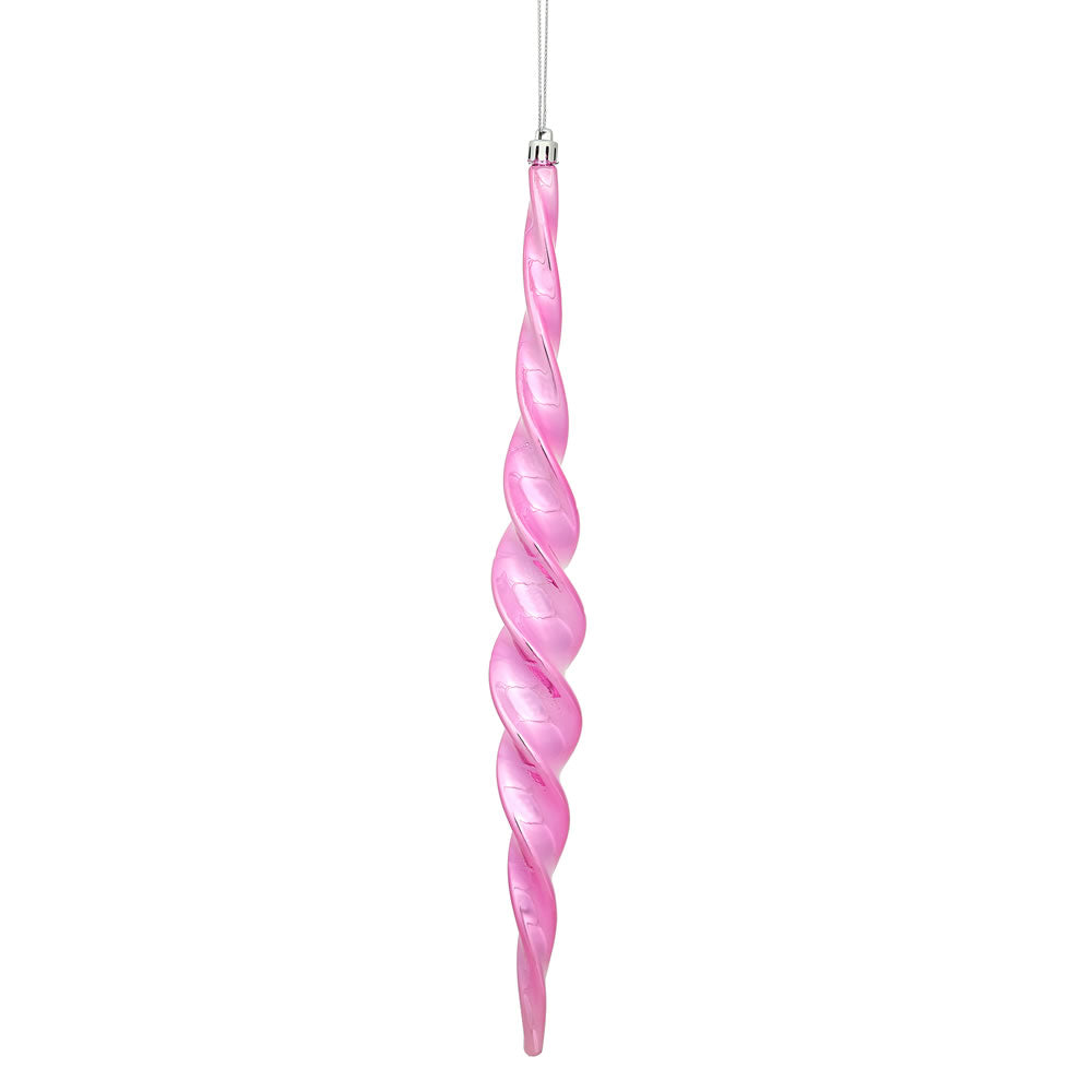 Vickerman 14.6 in. Pink Shiny Icicle Christmas Ornament
