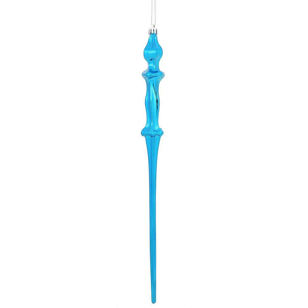 Vickerman 15.7 in. Blue Shiny Icicle Christmas Ornament