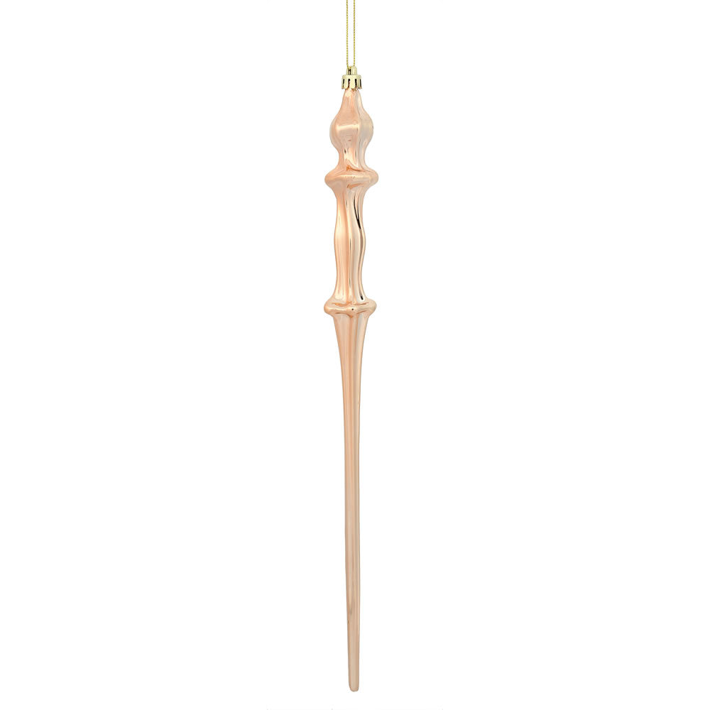 Vickerman 15.7 in. Rose Gold Shiny Icicle Christmas Ornament