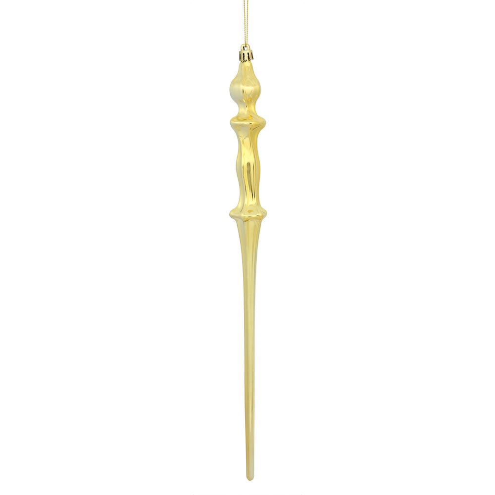 Vickerman 15.7 in. Gold Shiny Icicle Christmas Ornament