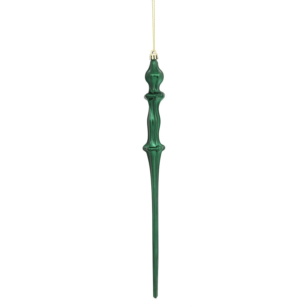 Vickerman 15.7 in. Midnight Green Shiny Icicle Christmas Ornament