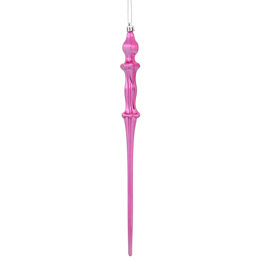 Vickerman 15.7 in. Pink Shiny Icicle Christmas Ornament