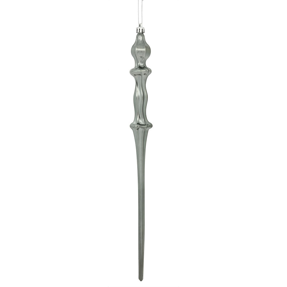 Vickerman 15.7 in. Pewter Shiny Icicle Christmas Ornament