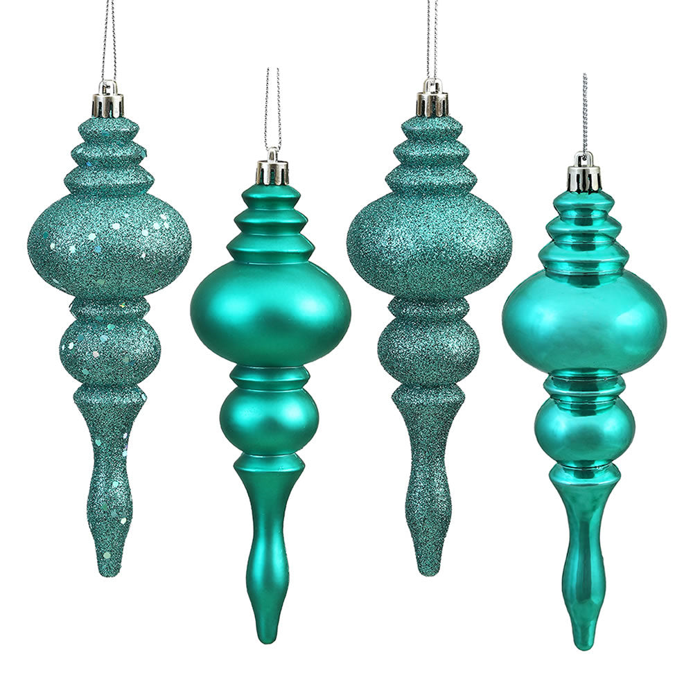 Vickerman 7 in. Teal Finial Christmas Ornament