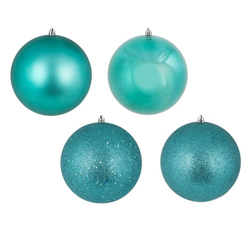 18PK - 1" Teal 4 Finish Shatterproof Christmas Ball Ornaments