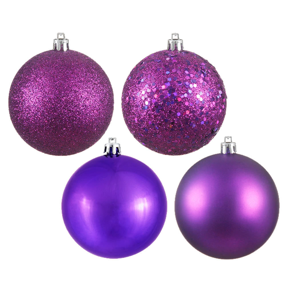 Vickerman 2.4 in. Plum Ball 4-Finish Asst Christmas Ornament