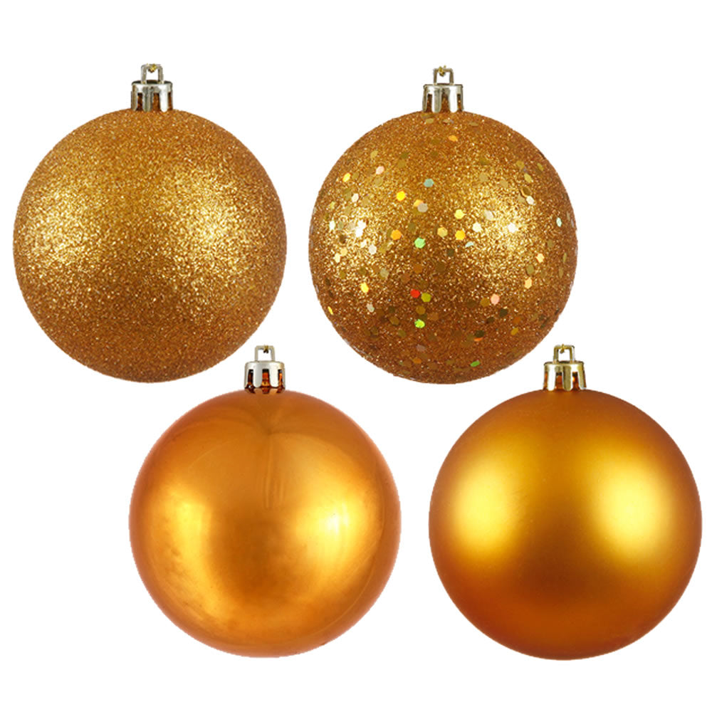 Vickerman 3 in. Antique Gold Ball 4-Finish Asst Christmas Ornament