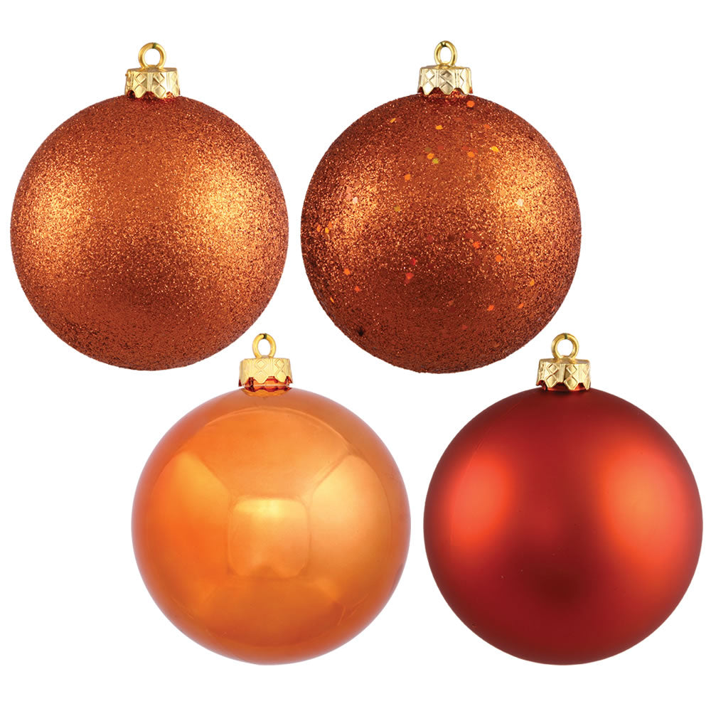 Vickerman 3 in. Burnished Orange Ball 4-Finish Asst Christmas Ornament