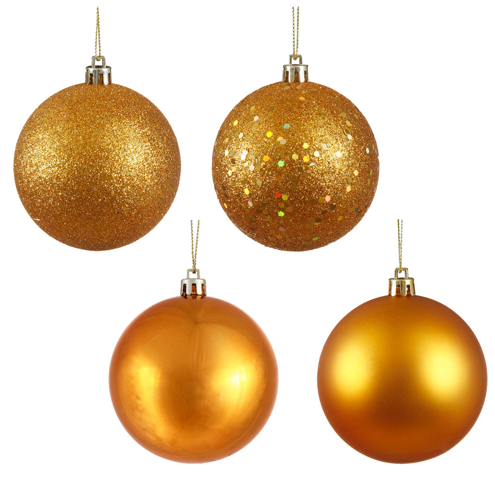 Vickerman 3 in. Antique Gold Ball 4-Finish Asst Christmas Ornament