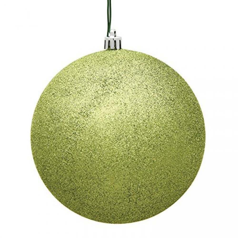 6PK - 4" Lime Glitter Shatterproof Christmas Ball Ornament