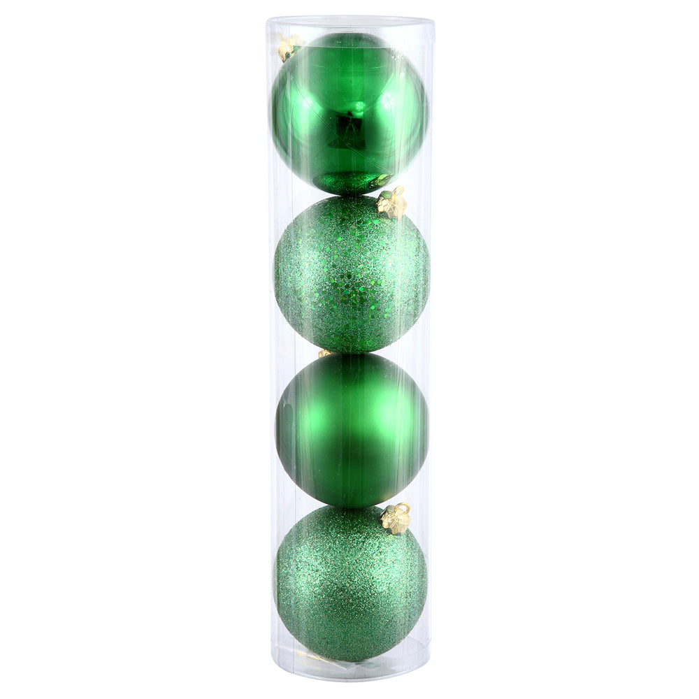 Vickerman 4.75 in. Green Ball 4-Finish Asst Christmas Ornament