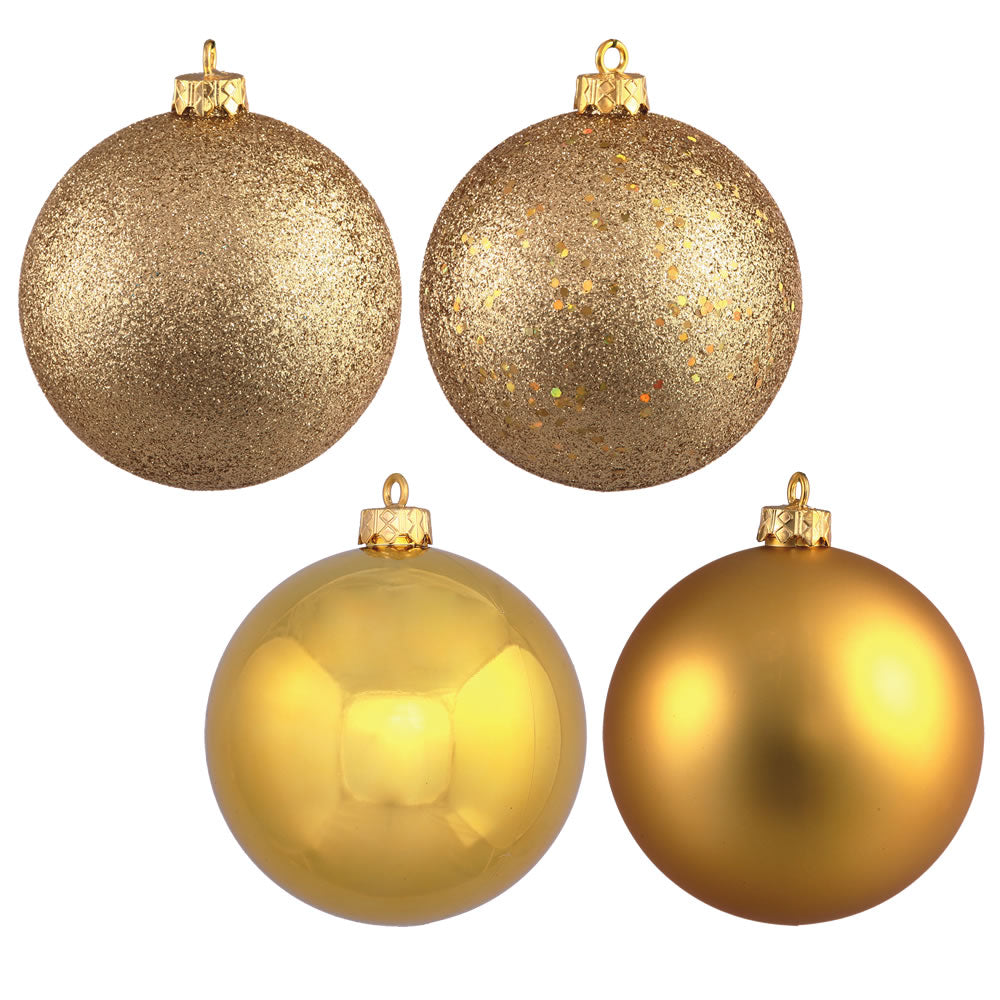 Vickerman 10 in. Gold Ball 4-Finish Asst Christmas Ornament