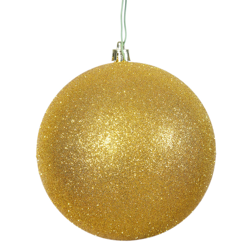 Vickerman 8 in. Gold Glitter Ball Christmas Ornament