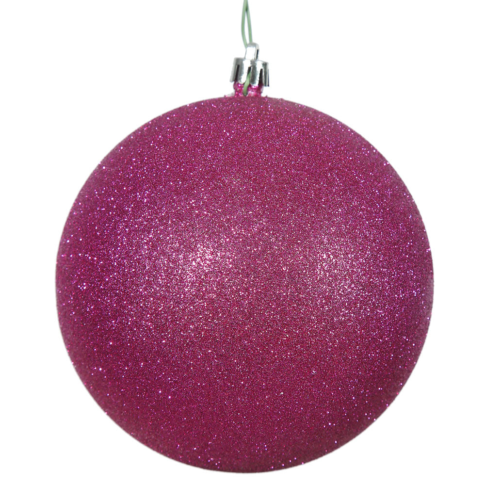 8" Magenta Glitter Shatterproof UV Resistant Christmas Ball Ornament