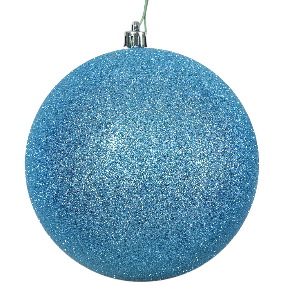 Vickerman 8 in. Turquoise Glitter Ball Christmas Ornament