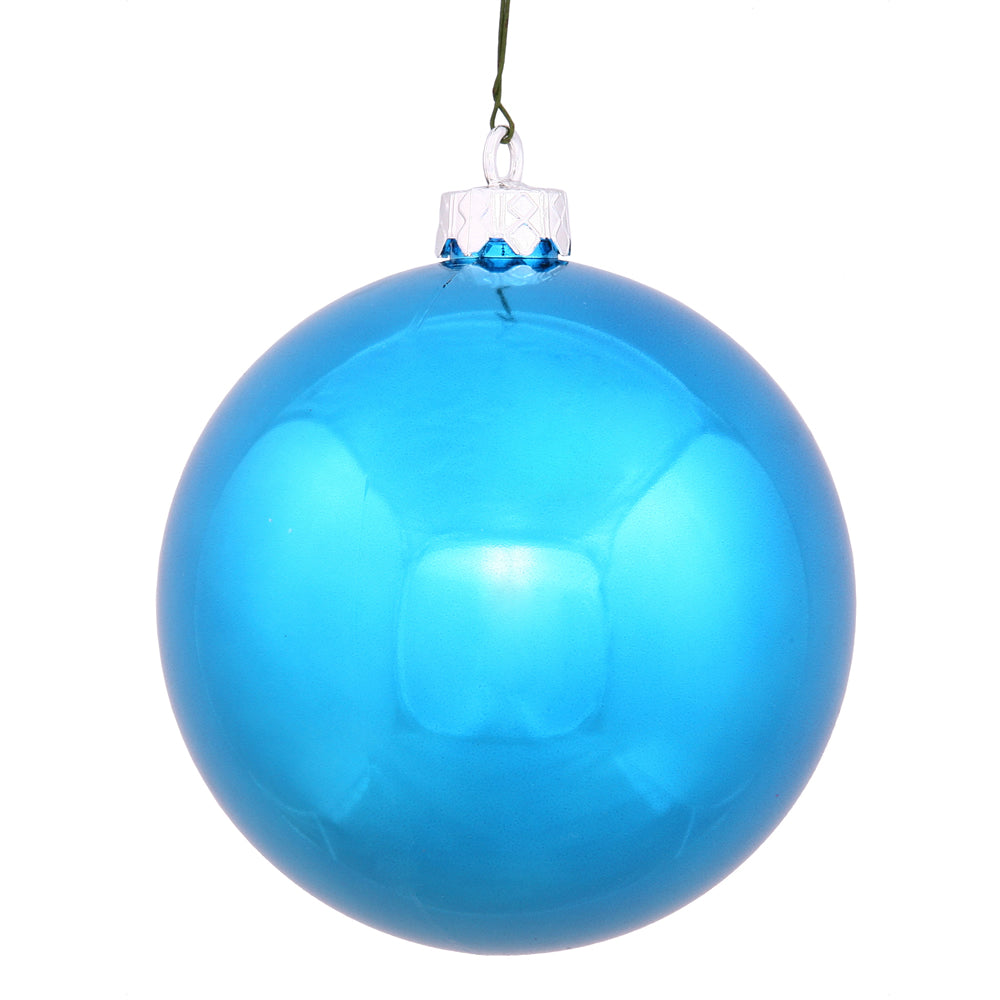 Vickerman 12 in. Turquoise Shiny Ball Christmas Ornament