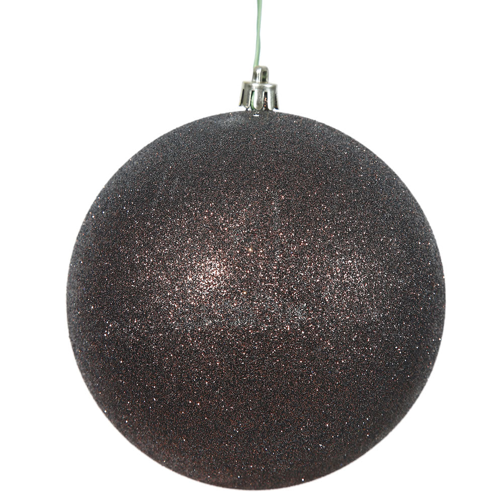 12" Chocolate Glitter Shatterproof UV Resistant Christmas Ball Ornament