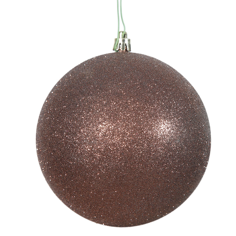 4PK - 4.75" Mocha Glitter Shatterproof Christmas Ball Ornament