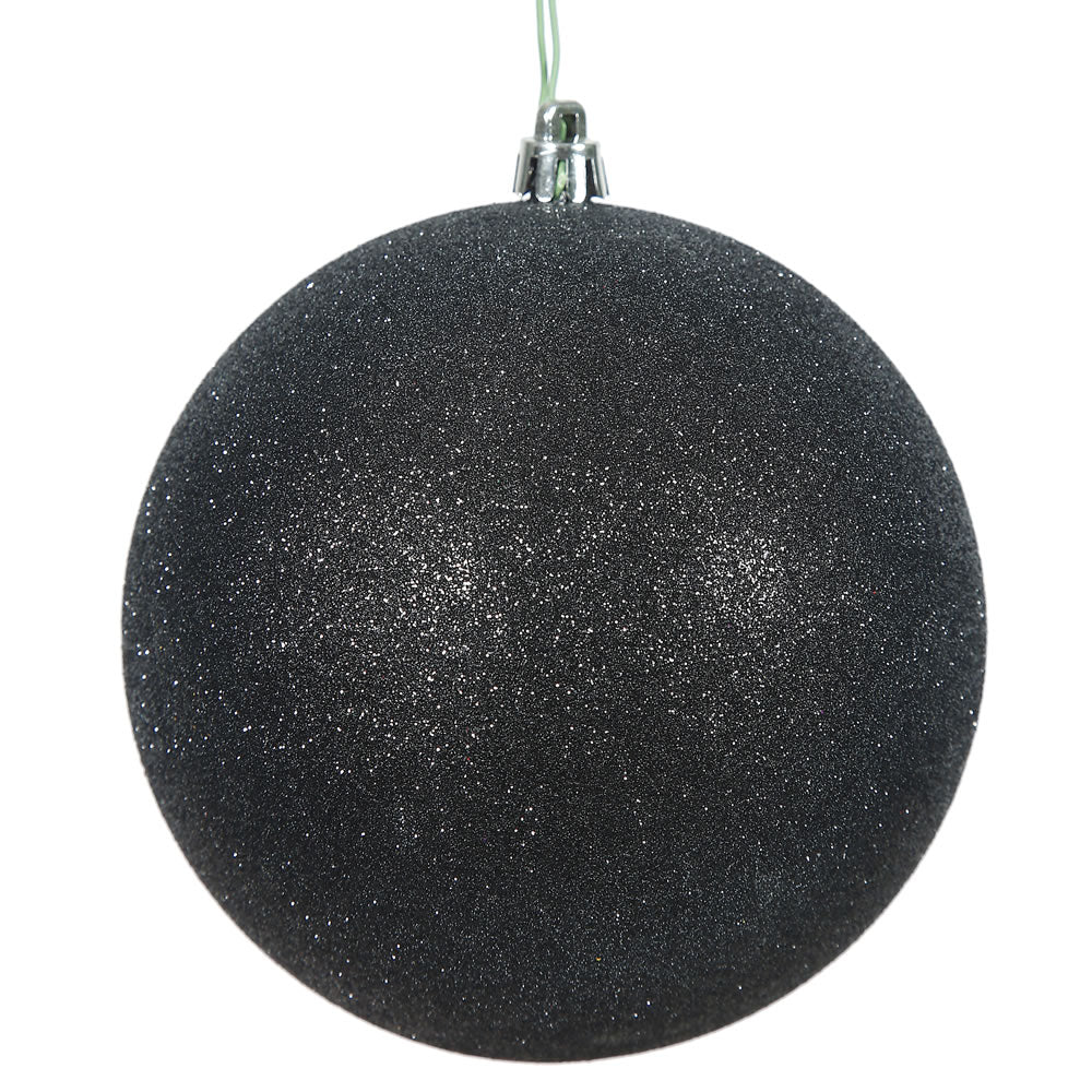 Vickerman 4.75 in. Black Glitter Ball Christmas Ornament