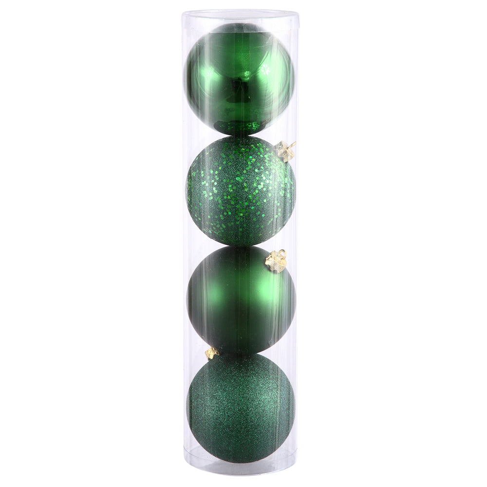 Vickerman 8 in. Emerald Ball 4-Finish Asst Christmas Ornament