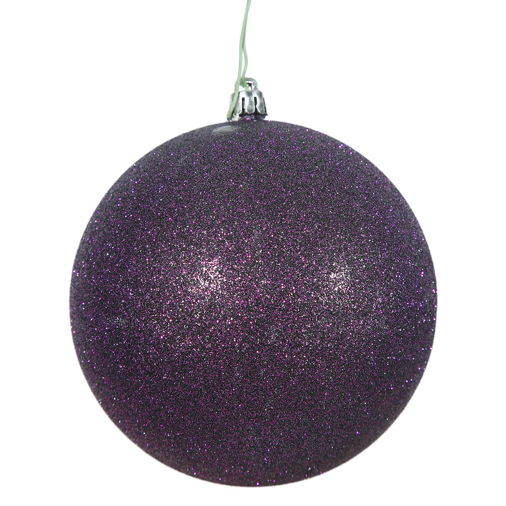 Vickerman 8 in. Plum Glitter Ball Christmas Ornament