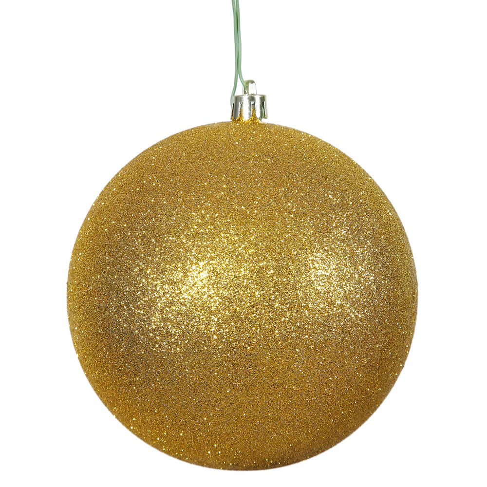Vickerman 6 in. Antique Gold Glitter Ball Christmas Ornament