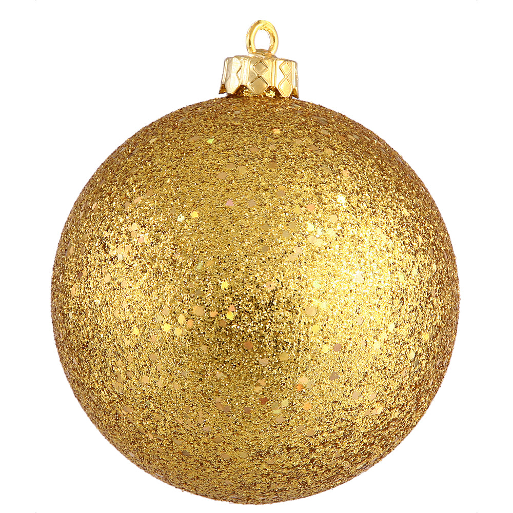 Vickerman 12 in. Antique Gold Ball Christmas Ornament