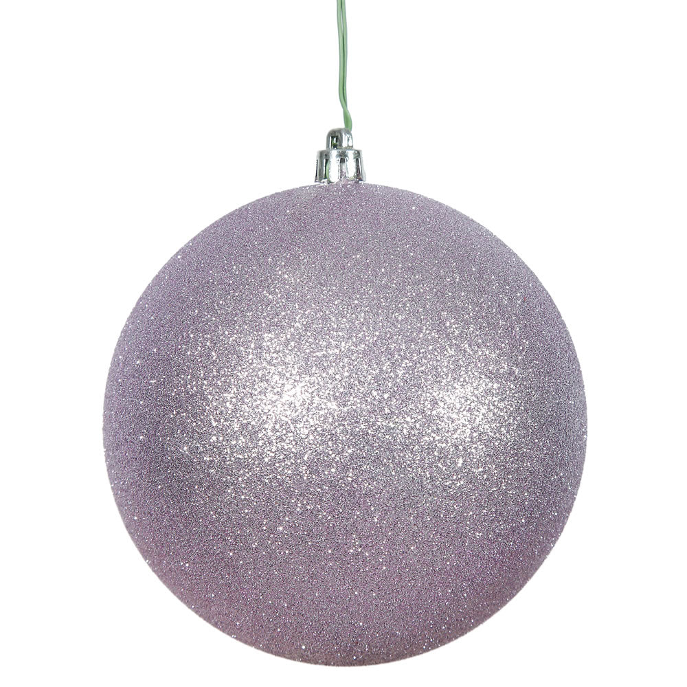 4PK - 6" Lavender Glitter Shatterproof Christmas Ball Ornament