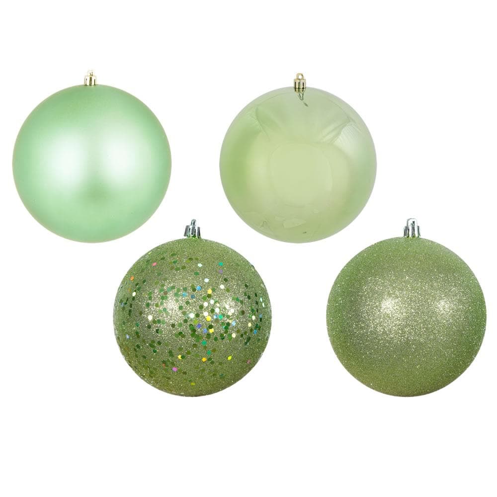 3Pk. Vickerman 1 in. Celadon Ball 4-Finish Asst Christmas Ornament