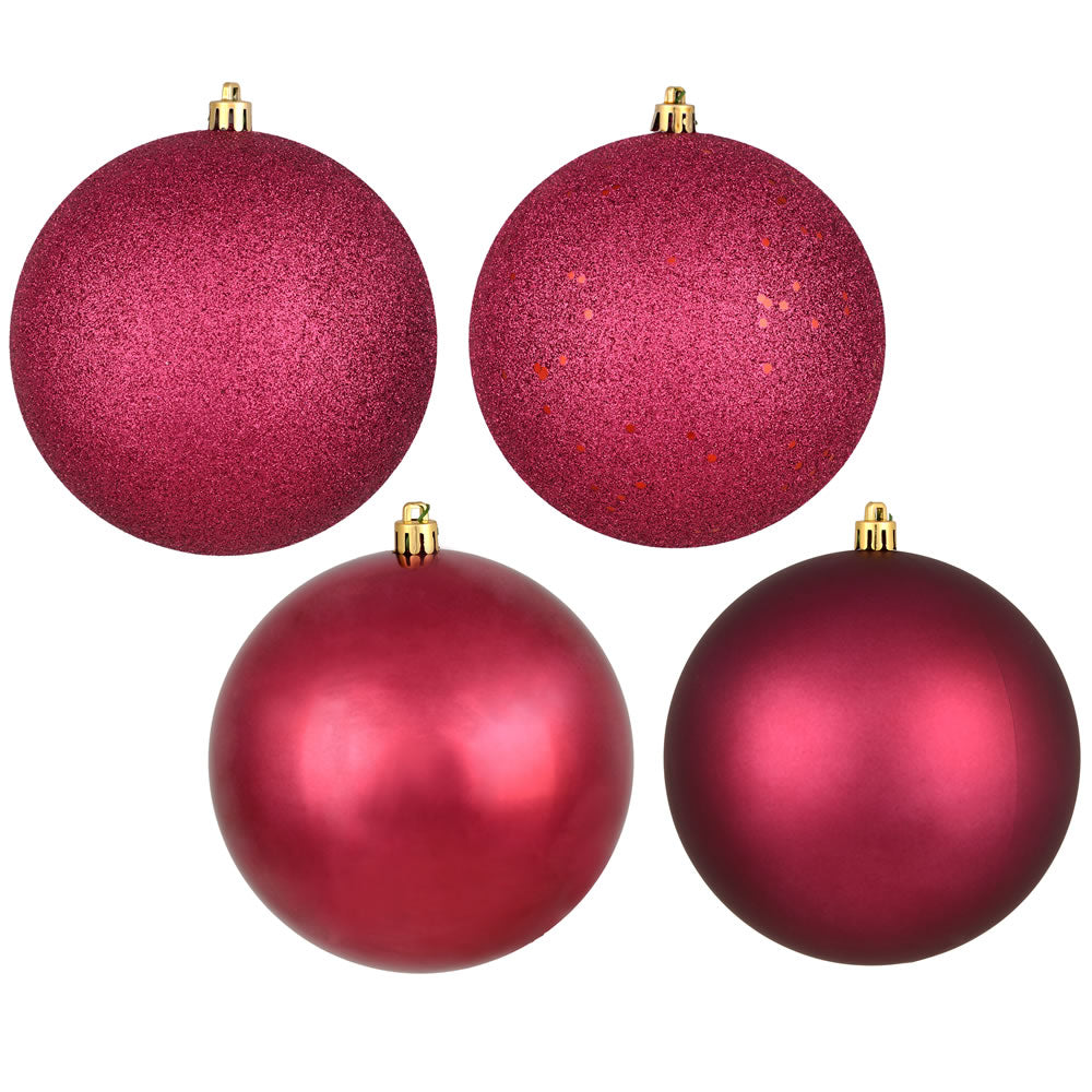 Vickerman 2.75 in. Berry Red Ball 4-Finish Asst Christmas Ornament