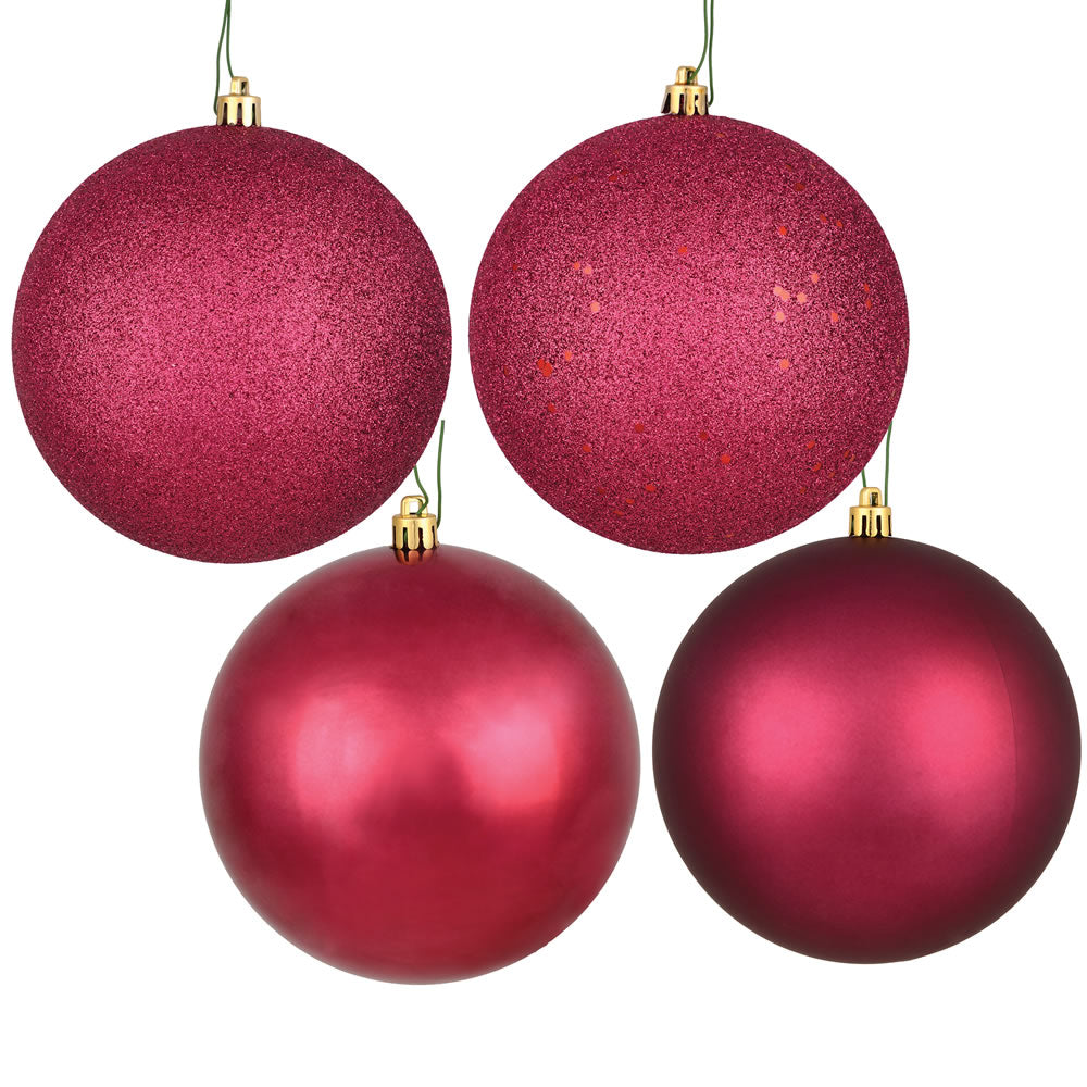 Vickerman 6 in. Berry Red Ball 4-Finish Asst Christmas Ornament