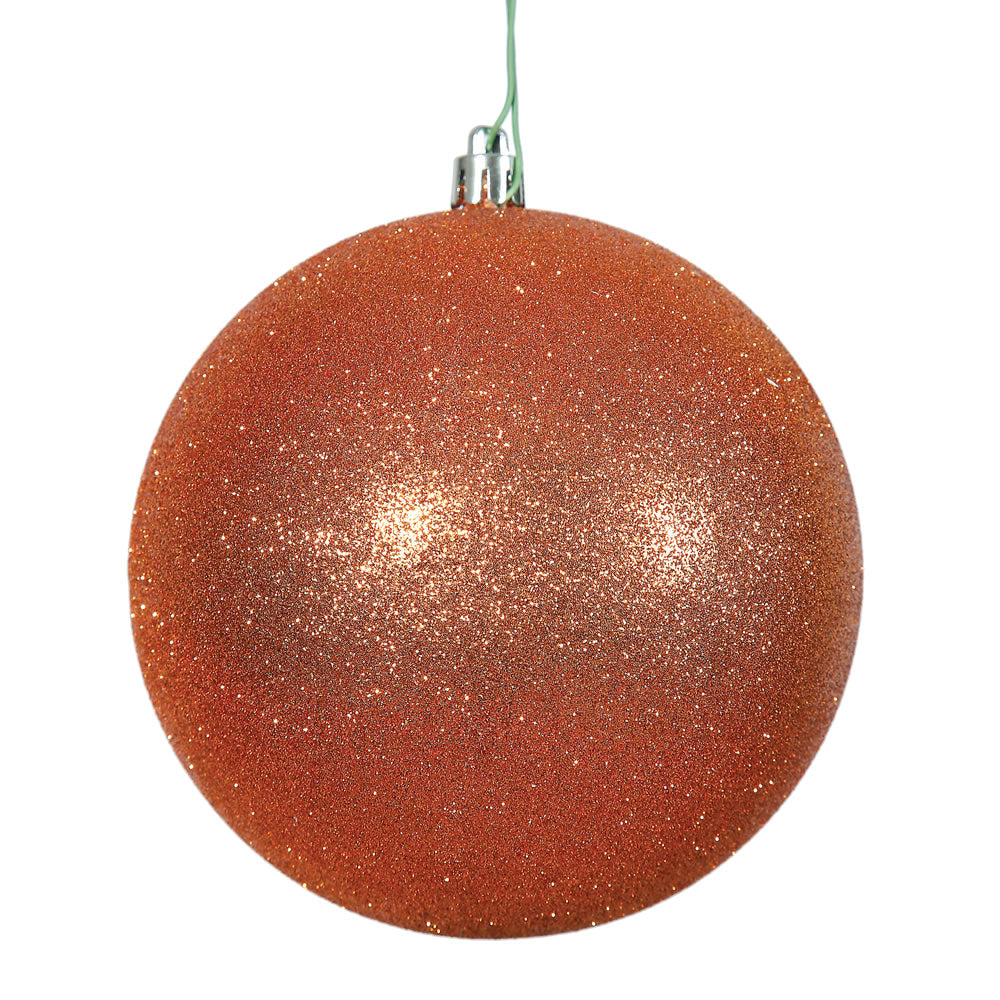 Vickerman 12 in. Burnished Orange Glitter Ball Christmas Ornament