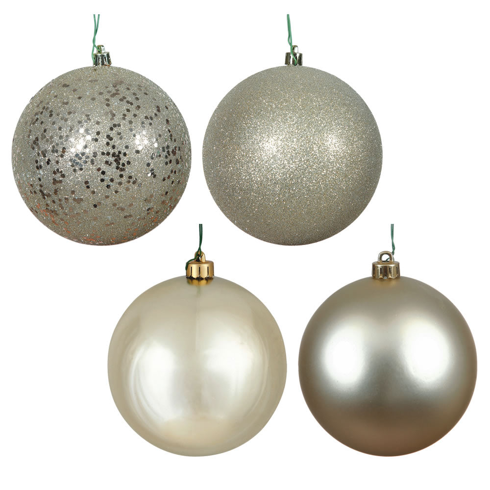 Vickerman 2.4 in. Champagne Ball 4-Finish Asst Christmas Ornament