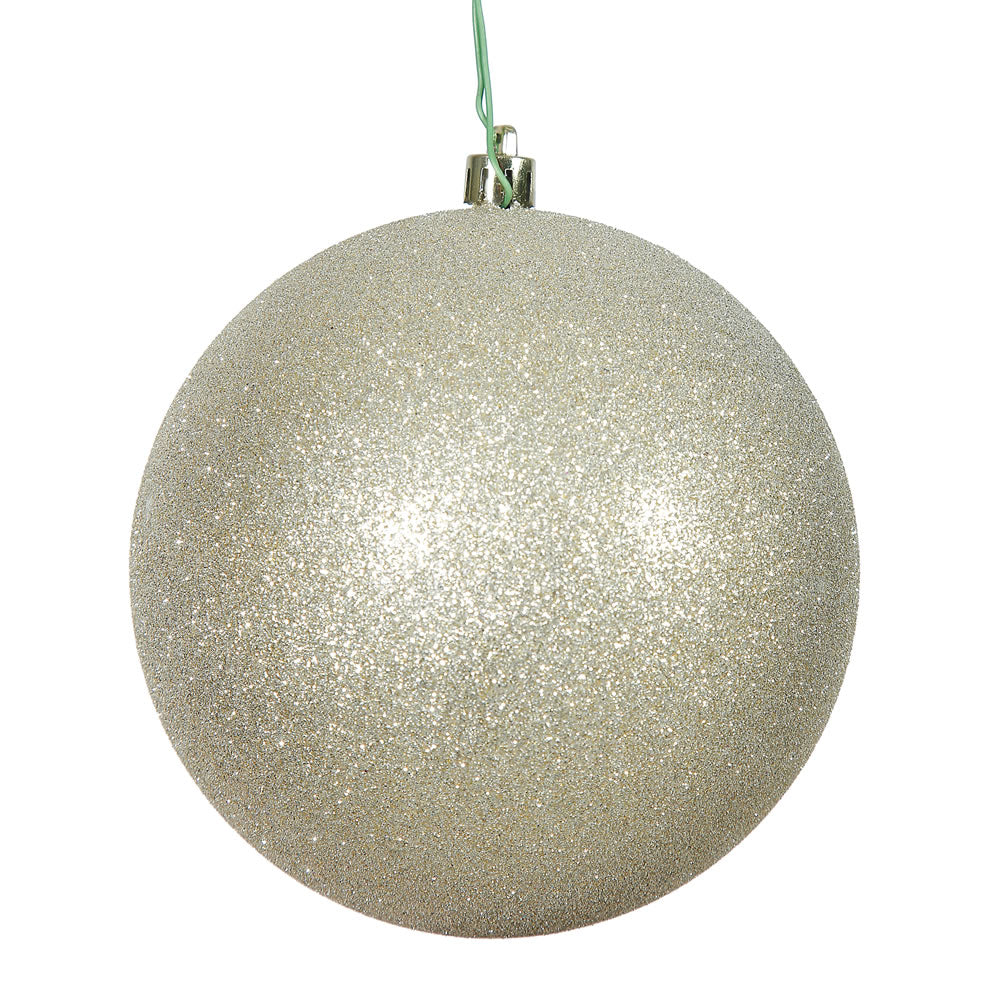 Vickerman 4.75 in. Champagne Glitter Ball Christmas Ornament