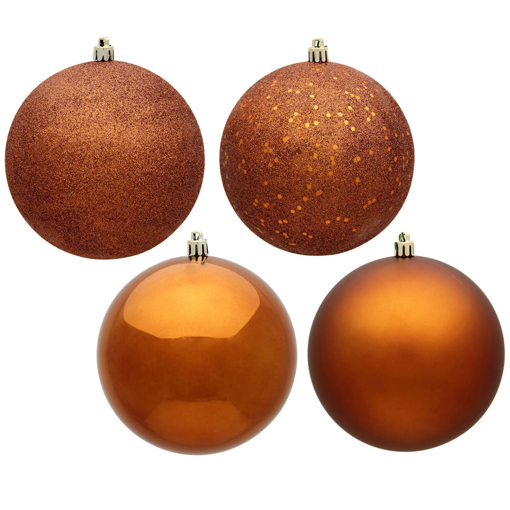 Vickerman 8 in. Copper Ball 4-Finish Asst Christmas Ornament