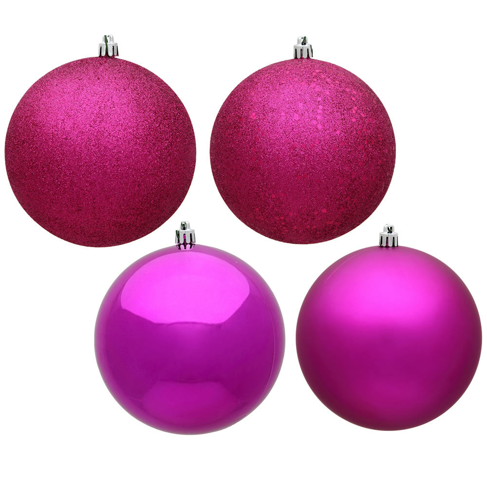 Vickerman 2.4 in. Fuchsia Ball 4-Finish Asst Christmas Ornament