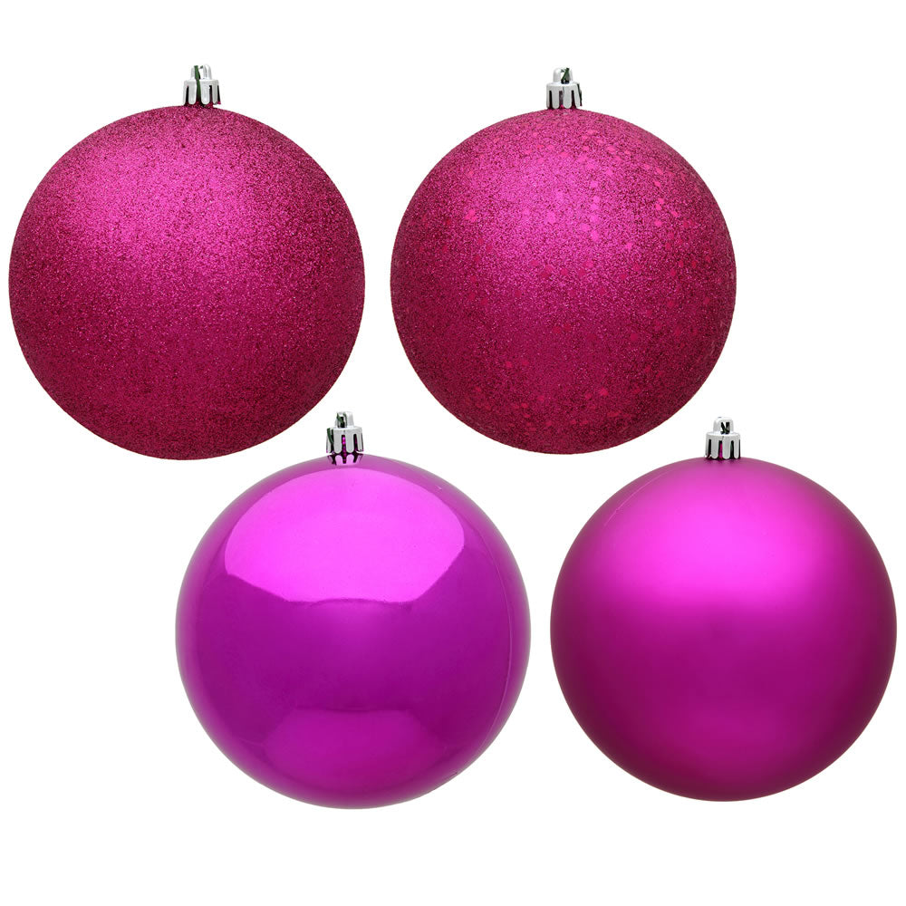 Vickerman 3 in. Fuchsia Ball 4-Finish Asst Christmas Ornament