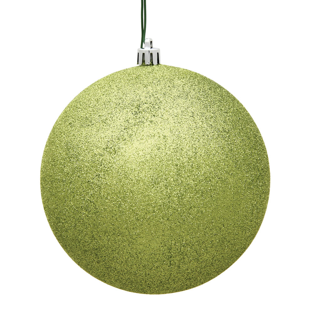 12PK - 3" Lime Glitter Shatterproof Christmas Ball Ornament