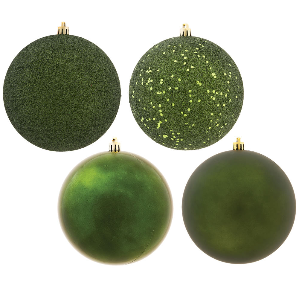 Vickerman 2.75 in. Moss Green Ball 4-Finish Asst Christmas Ornament
