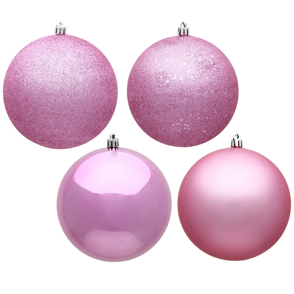 Vickerman 4 in. Pink Ball 4-Finish Asst Christmas Ornament