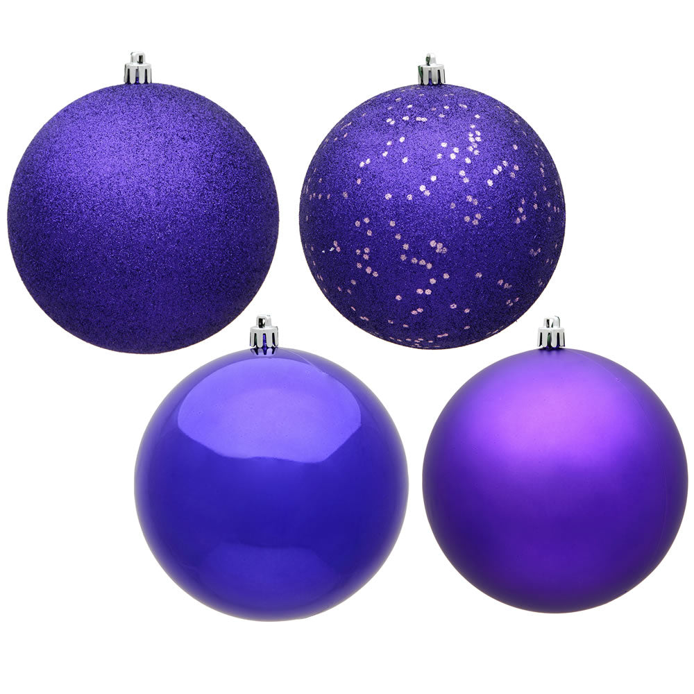 Vickerman 1 in. Purple Ball 4-Finish Asst Christmas Ornament